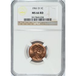 1961-D LINCOLN CENT , NGC MS-66 RED!  RARE!  LOOKS 67-RED WHICH GO FOR $4000.00