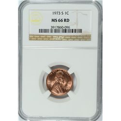 1973-S LINCOLN CENT, NGC MS-66 RED!  RARE! THERE HAVE BEEN NO SALES OF MS-67 RED