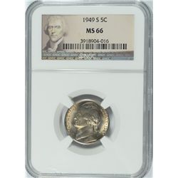 1949-S JEFFERSON NICKEL, NGC MS-66!