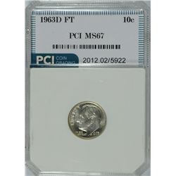 1963-D ROOSEVELT DIME, PCI MS-67 FULL TORCH!  LISTS FOR $438.00