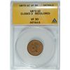 Image 1 : 1873 CLOSED 3, INDIAN CENT, ANACS VF-30 DETAILS RECOLORED