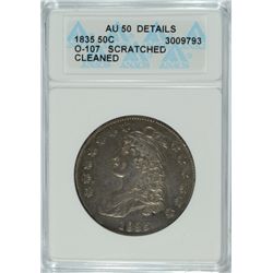 1835 BUST HALF ANACS AU-50 DETAILS CLEANED SCRATCHED