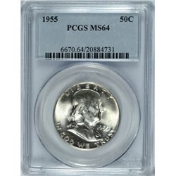 1955 FRANKLIN HALF DOLLAR PCGS MS-64