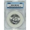 Image 1 : 1963 FRANKLIN HALF DOLLAR NGA MS-66