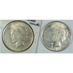 1922-D & 1925-S PEACE DOLLARS AU/BU