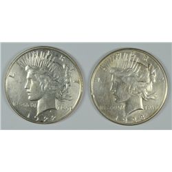 1922-S & 1923-S PEACE DOLLARS