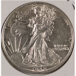 1942-D WALKING LIBERTY HALF DOLLAR AU-58