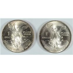 1983 & 1989 BU MEXICAN LIBERTAD COINS, ONE OUNCE .999 SILVER EACH