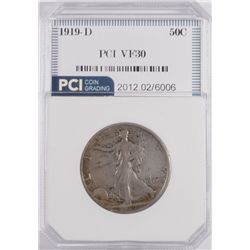 1919-D WALKING LIBERTY HALF DOLLAR, PCI VF-30  NICE!