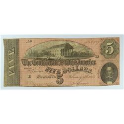 1864 $5 CONFEDERATE STATES OF AMERICA (T-69)