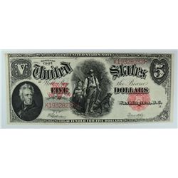 1907 $5 US NOTE (WOODCHOPPER) (VERY NICE)