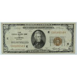 1929 $20 NATIONAL RICHMOND, VA