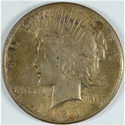 1921 PEACE SILVER DOLLAR, XF/AU  SEMI-KEY DATE