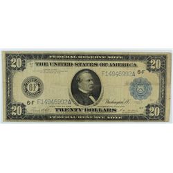 1914 $20.00 U.S. FEDERAL RESERVE LARGE SIZE NOTE, BLUE SEAL