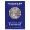 Image 2 : .925 STERLING SILVER FIRST STEP ON THE MOON MEDAL WITH DISPLAY STAND/COA