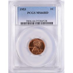 1953 LINCOLN CENT, PCGS MS-66 RED  RARE!!!