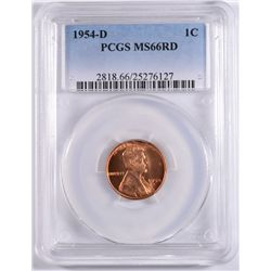 1954-D LINCOLN CENT, PCGS MS-66 RED