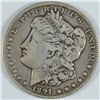 Image 1 : 1891-CC MORGAN SILVER DOLLAR VG