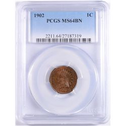 1902 INDIAN CENT PCGS MS-64 BN  LOOKS RED BROWN