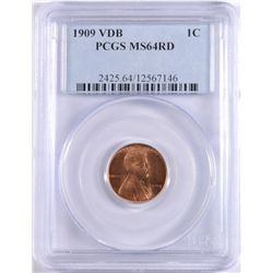 1909-VDB LINCOLN CENT, PCGS MS-64  RED!