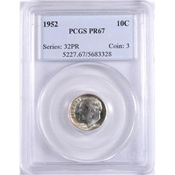 1952 ROOSEVELT DIME, PCGS PROOF-67