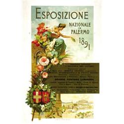 ADVERTISING POSTER OF EXHIBITIONS ESPOSIZIONE NAZIONALE IN PALERMO 1891…