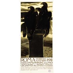 ADVERTISING POSTER OF EXHIBITIONS - ROMA, FESTE COMMEMORATIVE REGNO D'ITALIA, 1911…