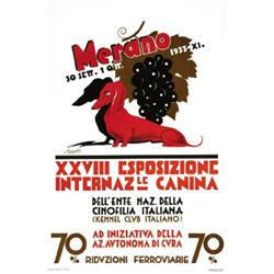 ADVERTISING POSTER OF EXHIBITIONS - MERANO XXVIII ESPOSIZIONE INTERNAZ.LE CANINA…