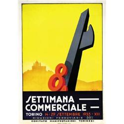 ADVERTISING POSTER OF FAIRS AND LOTTERIES - 8^ SETTIMANA COMMERCIALE - TORINO…