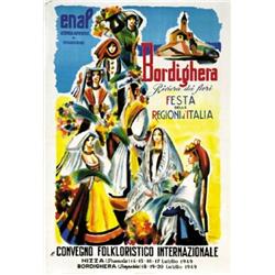 ADVERTISING POSTER OF FAIRS AND LOTTERIES - BORDIGHERA RIVIERA DEI FIORI …