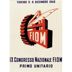 ADVERTISING POSTER OF FAIRS AND LOTTERIES - IX CONGRESSO NAZIONALE F.I.O.M.…