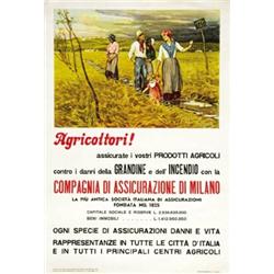 ADVERTISING INSURANCE POSTER - COMPAGNIA DI ASSICURAZIONE DI MILANO…