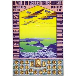ADVERTISING AVIATION POSTER - IL VOLO IN MASSA ITALIA-BRASILE…