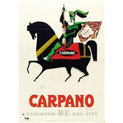 ADVERTISING POSTER BEVERAGE - CARPANO - VERMUTH RE DAL 1786…