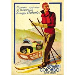 ADVERTISING POSTER FOOD - LOTTO DI N. 2 CARTONCINI PER I FORMAGGI COLOMBO…