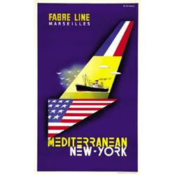 ADVERTISING NAVIGATION POSTER - FABRE LINE MARSEILLE…