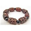 Image 1 : HAND CARVED JADE CHINESE BEADS FLEXIBLE BRACELET