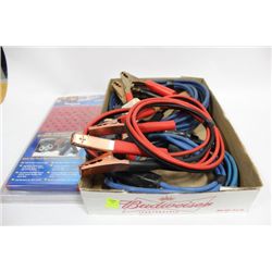 BOX OF BOOSTER CABLES ETC.