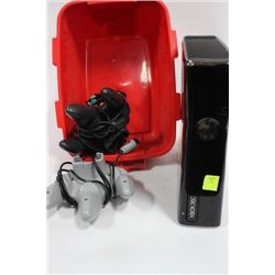 XBOX 360, NO CORDS, W/ VARIOUS CONTROLER