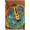 Image 1 : BOX OF MULTI PLUGS AND LONG EXTENSION CORDS