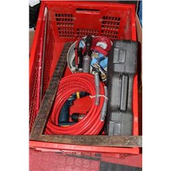 LARGE RED CRATE WITH TOOLS