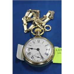 WEST CLOCKS WIND UP POCKET WATCH AND CHAIN