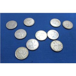1968 CANADA SILVER QUARTERS x10