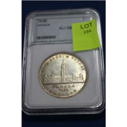 1939 CANADA SILVER DOLLAR AU-58