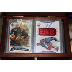 WOODEN CASE OF HOCKEY/BASKETBALL ROOKIE CARDS