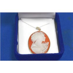 14 KT GOLD CAMEO PENDANT NECKLACE