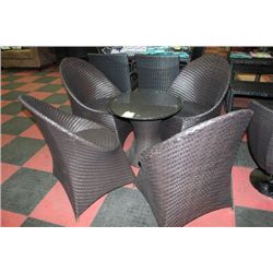 VINYL RATTAN GLASSTOP PATIO SET W/ 4 CHAIRS