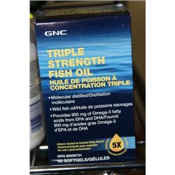 BOTTLE OF 60 GNC 3X STRENGTH FISH OIL SOFT GELS