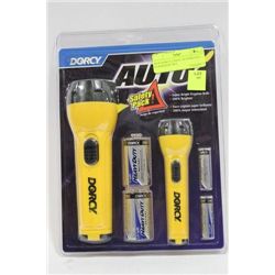 NEW DORCY 2 PIECE AUTOMOTIVE FLASHLIGHT SET