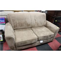 LIGHT BROWN MICROFIBRE LOVE SEAT